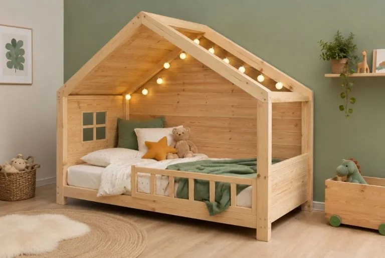 Habillage lit cabane : ciel de lit, voilage & DIY